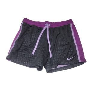 Women's Nike Dri-FIT Mesh Running Shorts XS Black Purple Drawstring EUC